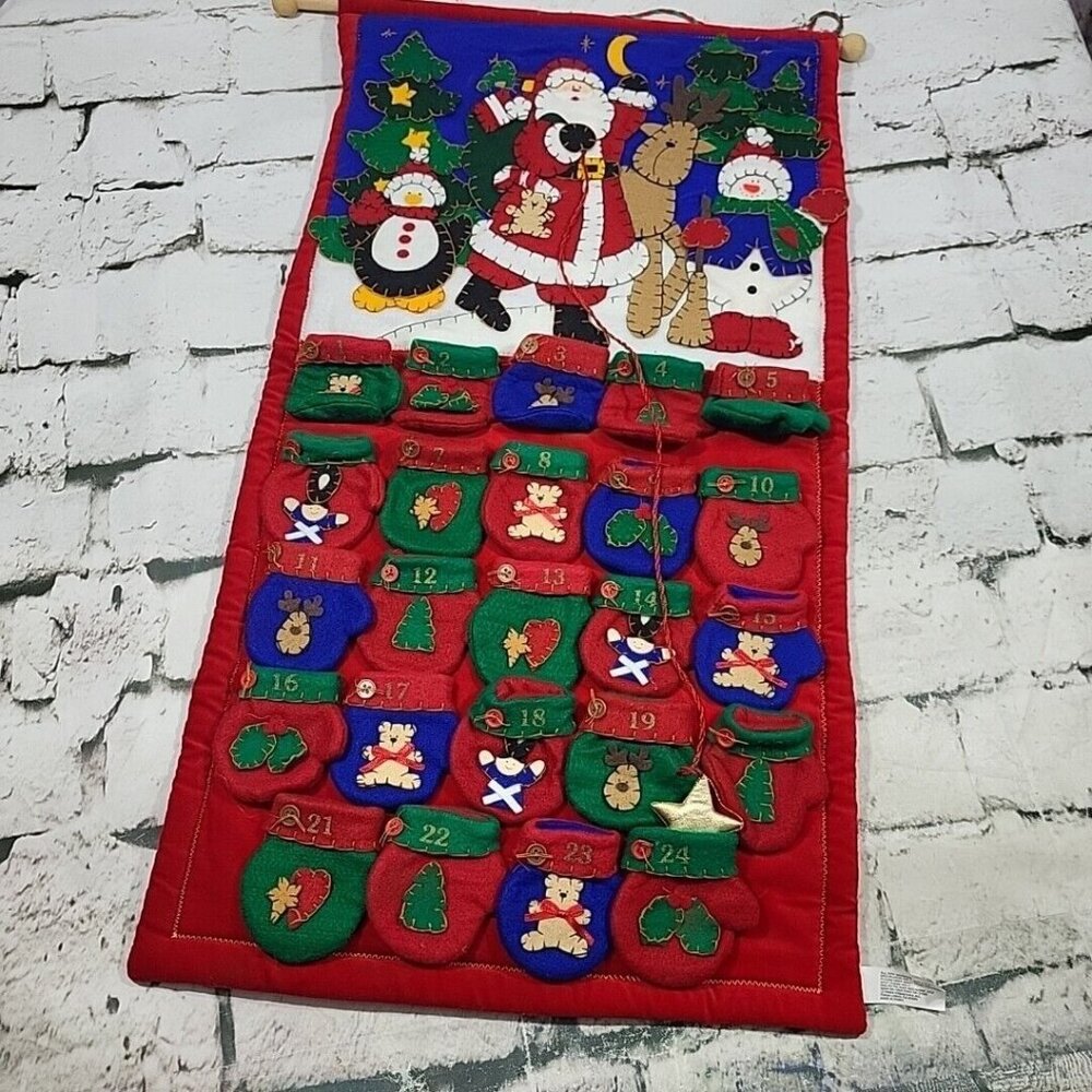Vintage Advent Calander Christmas Wall Hanging By Prima Creations 28" X 15"